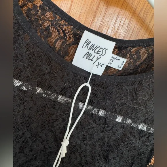 Princess Polly XX size 2, sheer black lace sleeveless bodysuit - Picture 2 of 7